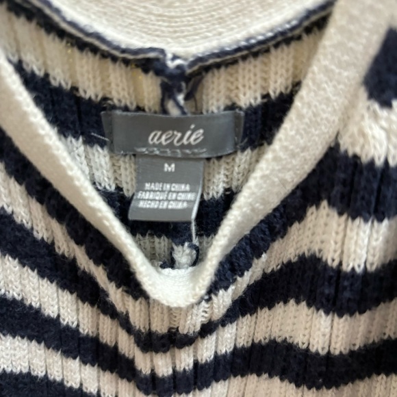 Aerie Blue and White Striped Knit Tie Strap Fit and Flare Tank Mini Dress Size M - Picture 14 of 14